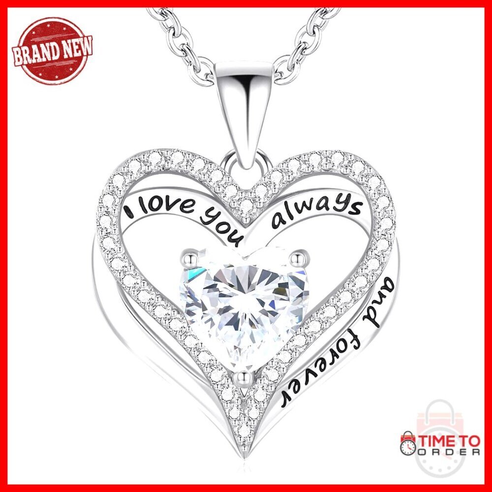 Sterling Silver Heart Pendant Necklace with Birthstone, Gift for Her